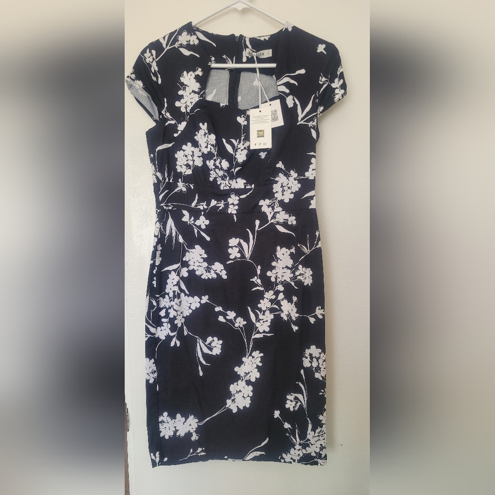 Black Floral Pencil Dress